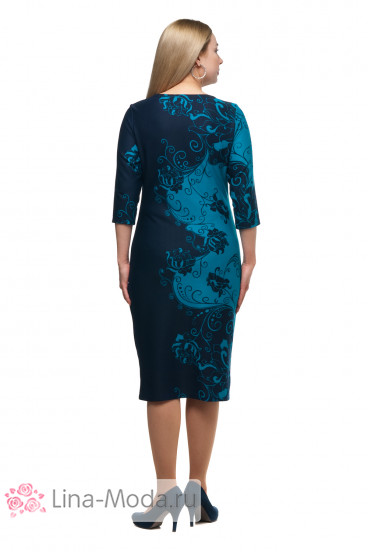 Платье "Олси" 1705030/2V ОЛСИ (Темно-синий узоры)