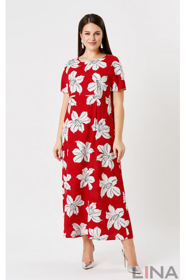 Платье "Лина" 52161 (Красный принт)